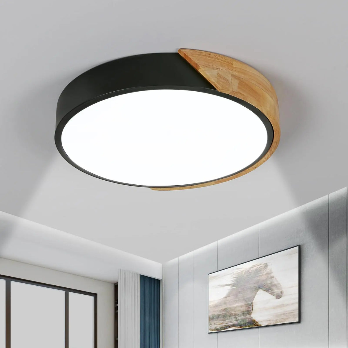 Round Wooden LED Ceiling Light – Auro Lighting